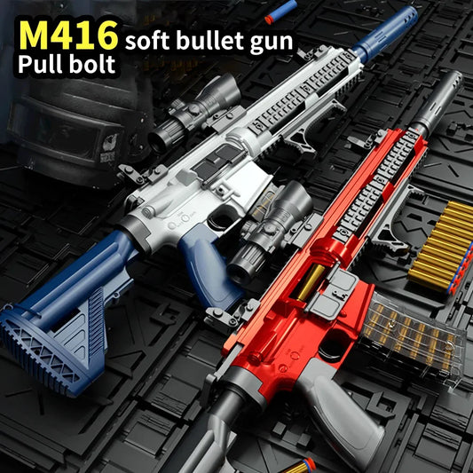 M416 Shell Ejection Soft Bullet Toy Gun EVA Sniper Rifle Manual Loading Eat Chicken Weapon Boys Toy Gun CS Fighting Game Gift