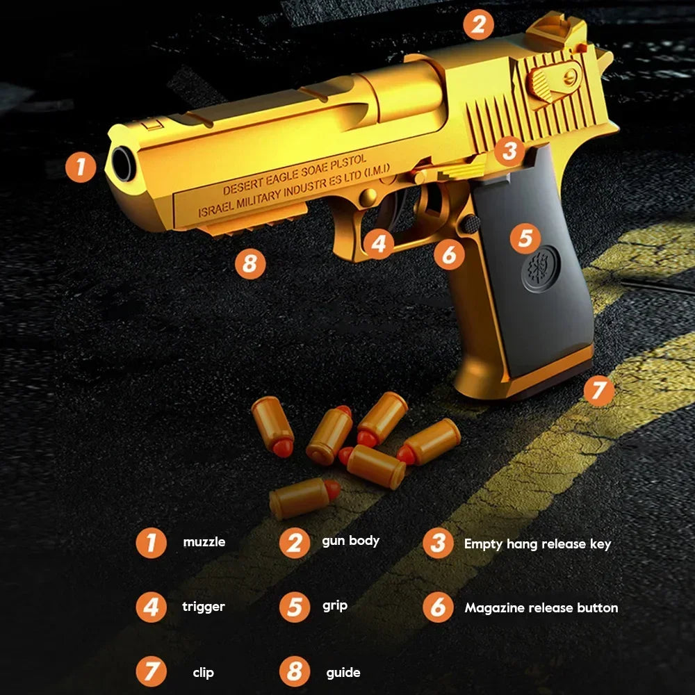 2023 Automatic Shell Ejection Toy Pistol Weapon Burst Soft Bullets, Gun Holder, And more